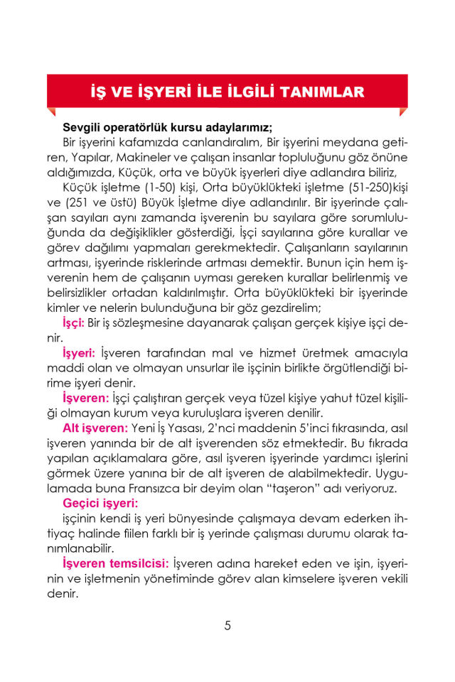 İŞ MAKİNELERİ OPERATÖRLÜK KURSU EĞİTİM KİTABI