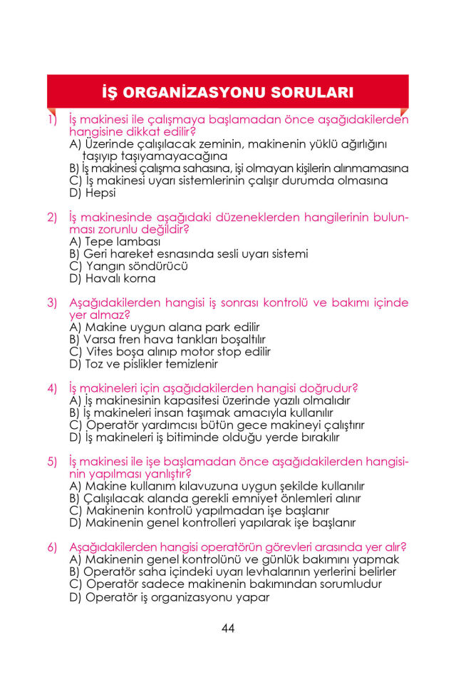 İŞ MAKİNELERİ OPERATÖRLÜK KURSU EĞİTİM KİTABI