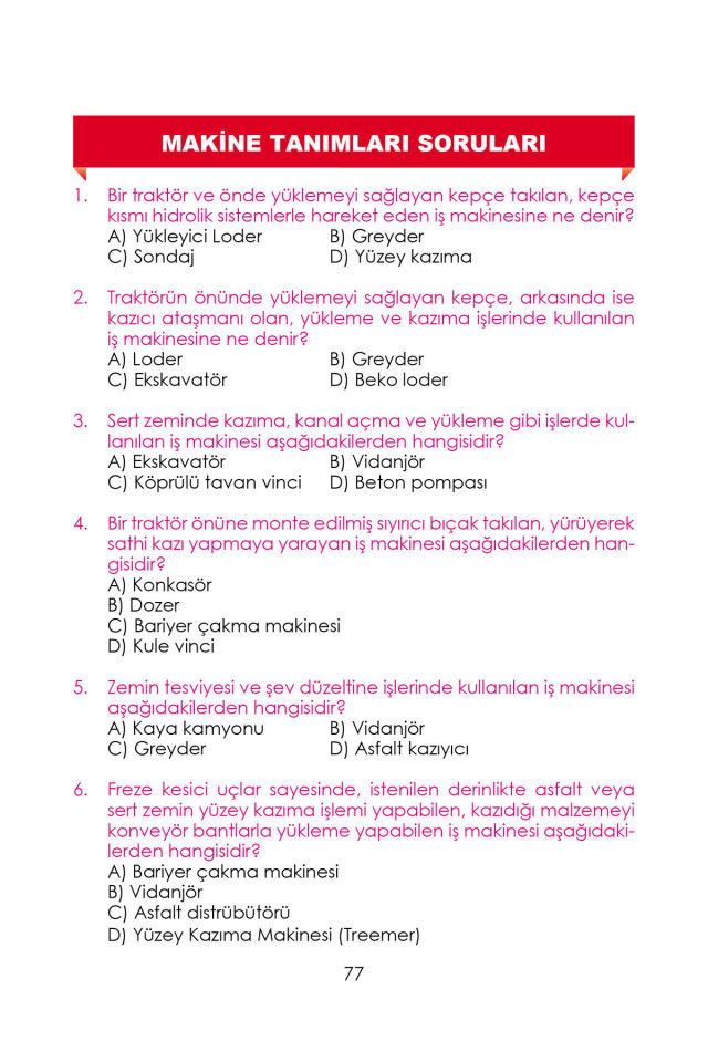 İŞ MAKİNELERİ OPERATÖRLÜK KURSU EĞİTİM KİTABI