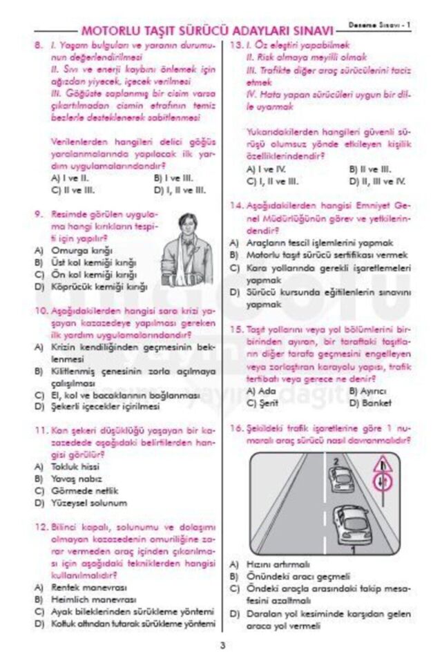 Sürücü Eğitim Deneme Sınavı -- Sürücü Kursu Kitabı 5'li Deneme Sınavı